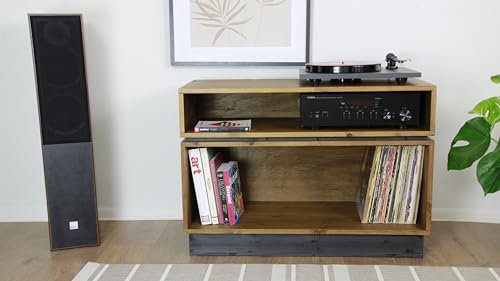 Record Player Stand, Vinyl LP Record Storage, Hifi Rack, Turntable Unit, Vinyl Storage Furniture - Many Colours Available! (120, English Oak)