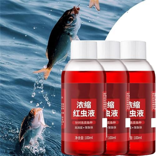 Fischlockstoffe mit rotem Wurmduft für Köder, hochkonzentrierte Fischköder, Köderlockstoff, Lockstoff, starker Fischlockstoff, roter Wurm, flüssiger Köder, Fischzusatz