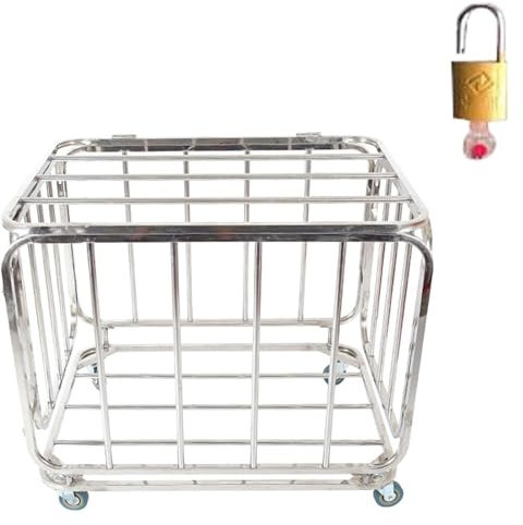 Carrello Porta Palline Cesto, Gabbia portaoggetti for pallacanestro, calcio, pallavolo, con serratura e ruote, grande organizer for palloni sportivi for garage scolastico all'aperto ( Color : Silver ,