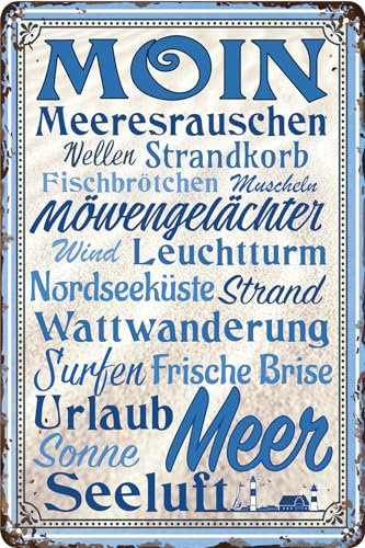 Wetterfestes 30 x 20 cm Blechschild – lustiger Spruch – Meer, Strand, Sonne, Urlaub Fans – Moin Schlagwörter – lustiger Spruch