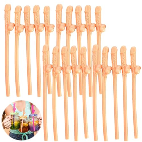 20 pajitas para despedida de soltera, pajillas de noche loca, accesorios de fiesta de niñas, accesorios de fiesta de plástico reutilizables para bar, fiesta, cumpleaños, boda