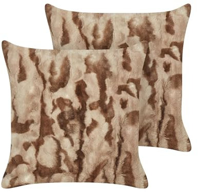 Dekokissen 2er Set Kunstfell braun 45 x 45 cm quadratisch flauschig Bakira