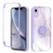 Yoedge Kickstand Phone Case for iPhone XR 6.1,360°Rotatable Magnetic Ring Holder Cases,Full Body Shockproof Silicone Back Cover with Built-in Screen Protector,Purple Marble Pattern