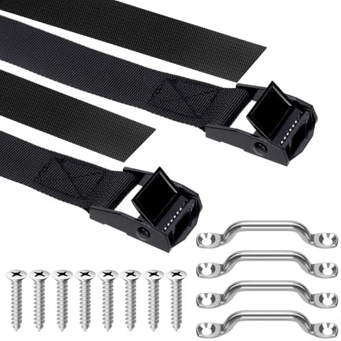 Glarks 14pcs 2.5CM x 1.2M (4ft) Batterie Bindung unten Gurt Kit, schließen 2pcs Schwarze Batterie Halten unten Gurte mit 4pcs M5 Cam Schnallen und 8pcs M5 Schrauben, Batterie Box Halten unten Kit