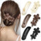 FloralGrace Lot de 6 barrettes à cheveux plates blanc crème, noir, café, 2 styles pour cheveux épais et fins, fleurs mates, barrettes françaises accessoires coiffure