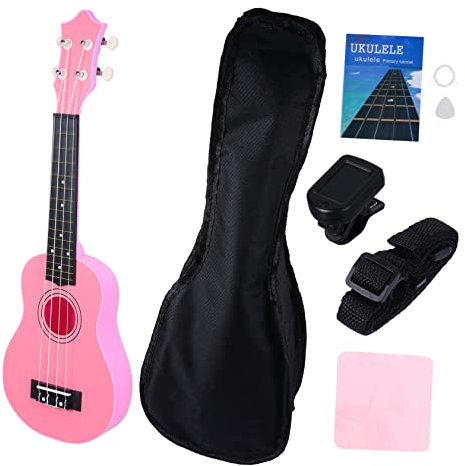 GREENADSCAPE Kit Completo Di Accessori Per Ukulele Da 12 Pollici Per Ragazzi e Ragazze Chitarra Per Ragazzi Ragazze e Studenti Accordatore Borsa Tracolla Panno Per La Pulizia e Manuale Colore