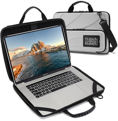 Laptop Case for 17.3 Inch MacBook Pro Air Chromebook HP Lenovo Work-in Notebook Computer Hard Shell Laptop Bag for Men Women with Pouch and Shoulder Strap