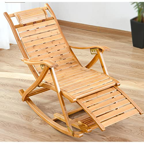 CWCQGH Liegestuhl aus Holz, 5-Fach verstellbar, Faltbarer Schaukelstuhl, Relaxsessel für Terrasse, Garten, Camping