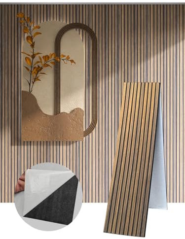 ARTSLAT 2 Packs 3D Wall Panels Peel and Stick | Wall Panels for Interior Wall Decor | Self Adhesive Sound Absorbing Planks | Acoustic Wood Slat Wall Panels | 94.48 * 11.80in | 0.4 Depth | Dark Walnut