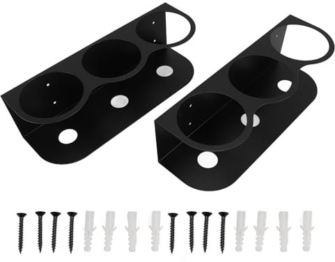 2PCS 3 Spray Cans Holder Rack Iron Wall Mounted Spray Bottles Storage Organizer Black Wall Mounted Steel Aerosol Can Holder Spray Paint Can Holder Spray Can Organizer for Garage