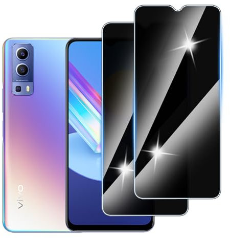 Hirshen [2 Pièces] Anti-Espion Verre Trempé pour Vivo Y72 5G, Confidentialité Protecteur d'Écran Verre,Anti Rayures, 9H Dureté,Sans Bulles