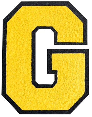 QianSiLi 6.0 Inch Chenille Iron On Letters for Clothes Varsity Letter Patches Embroidered Patch Iron On Patches for Clothing Jacket/Hoodie/Varsity (Yellow,G)