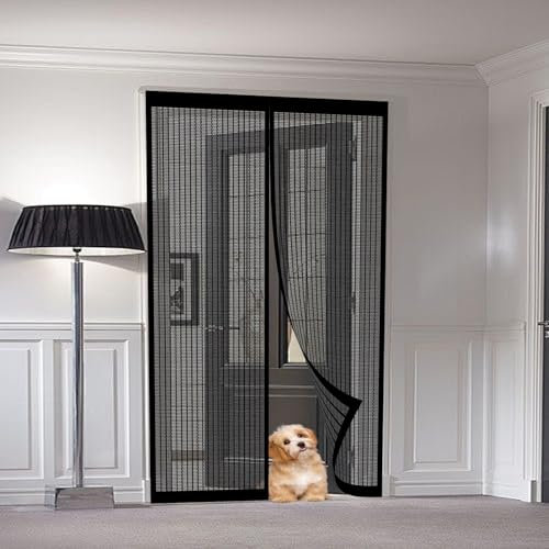 Zanzariera Magnetica 93 x 210 cm Zanzariera Magnetica per Porte Anti Zanzare Mosche Insetti Rete Fine Tenda, Nero