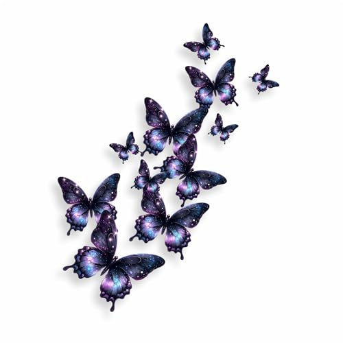 x11 Midnight Violet Butterfly Vinyl Stickers, Cover up Marks, Multi-Purpose Ideal for Phone, Cups, Tile, Toilet, Car, Laptop, Glass, Non Transparent Wall Decal, Weatherproof & Vibrant (Cosmic Violet)