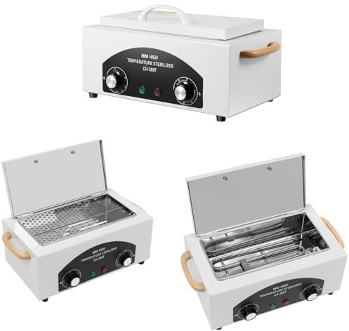 Esterilizador de aire caliente, 2 L, alta temperatura, 220 °C, 300 W, temperatura ajustable para instrumentos con temporizador, herramienta de uñas, pinzas, tijeras, esterilizador para cosméticos