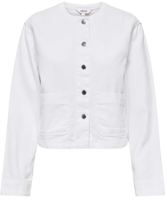 ONLY Damen Jeansjacke Weiß M | Langarm, Casual, Bei max. 30 grad waschen