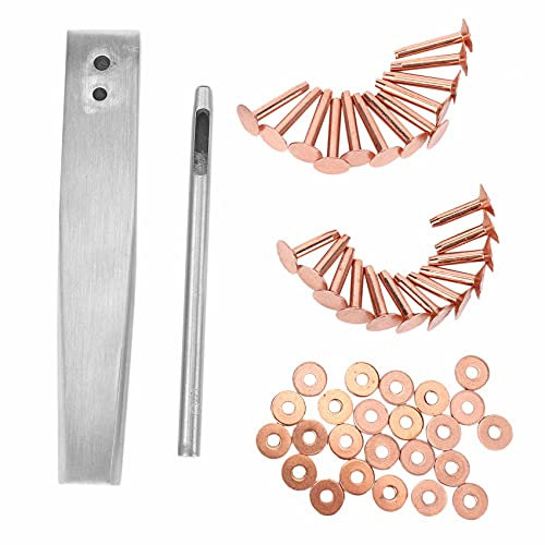 Carlgelrag Rivet and Burr with Burr Setter Copper Rivet Fastener Install Setting Tool and Hole Punch Cutter