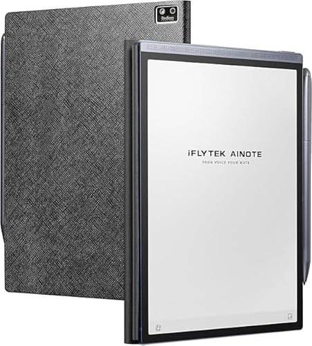 iFLYTEK AINOTE Air 2 Case, Black 8.2-Inch PU Leather Folio Cover | Black Folio Case with Auto Wake and Sleep, Built-In Pen Holder, PU Leather Exterior and Water- and Dust-Resistant Protection