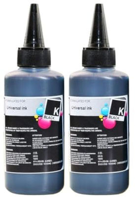 HRNJX Nachfülltintenkit kompatibel mit Alizeo CISS -System und nachfüllbaren Patronen Farbstofftinte Kompatibel mit Drucker(100ml-2BK)