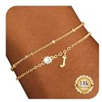 Maynor Armband Damen mit Buchstaben 5A Zirkonia Anhänger,Initialen A-Z 18K Vergoldet Armbänder, Personalisierte Namensarmband Schmuck Geschenk Frauen Mädchen Frau Mama