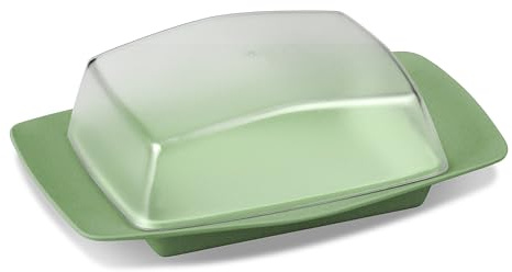 Koziol RIO Butterdose | für 250 g Butter, mit Deckel, zum Aufbewahren & Servieren | biozirkulärer Kunststoff, bruchfest, spülmaschinengeeignet | gedeckter Tisch, Küche (nature leaf green)