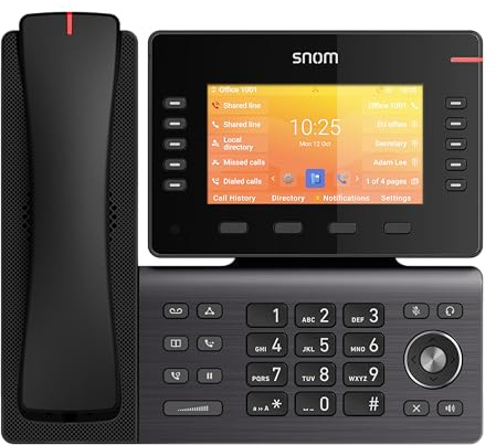 Snom D892M IP-Telefon mit DECT-Mobilteil, 12 SIP, Schwarz | VoIP-Bürotelefon mit PoE, Headset-Anschluss & Freisprechen – einziges D8xx-Modell mit integriertem Schnurlos-Handset
