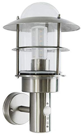 Außenwandleuchte mit Bewegungsmelder aus Edelstahl und Glas mit E27 Fassung Aussenlampe Wandleuchte Wandlampe 251B1