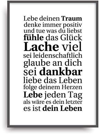 ALEMARG Moderner Vintage Poster Druck LEBE DEINEN Traum Fine Art Kunstdruck Deko Bild Print Plakat ungerahmt DIN A4 Geschenk