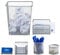 Relaxdays Set 6 fournitures de bureau poubelle pot crayon bloc notes cartes de visite courrier métal, argenté