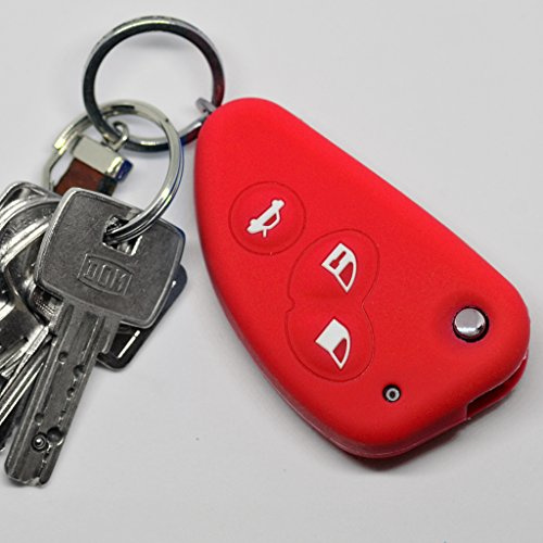 Soft Case Schutz Hülle Auto Schlüssel 3 Tasten für Alfa Romeo 156 147 GT 97-10 / Farbe Rot