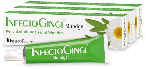 InfectoGingi Mundgel, 3 x 6 g – bei Wunden und Entzündungen im Mund | Mit Lidocain, Kamille und Salbei | Stillt den Schmerz, fördert die Wundheilung und bekämpft Bakterien