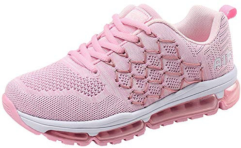 Homme Femme Air Baskets Chaussures Gym Fitness Sport Sneakers Style Running Multicolore Respirante 1643 Pink 40