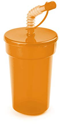 eBuyGB 14oz Tumbler Smoothie Lid & Straw Milkshake Slushie Beaker Water Bottle Travel Cup, Polypropylene, 400 milliliters, Orange