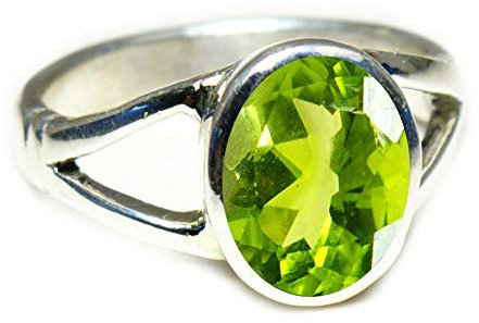 Jewelryonclick Damen Herren Unisex Kinder - Oval natürlicher Peridot
