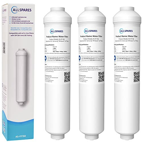 AllSpares Filtre à eau (3pcs) de Réfrigérateur pour o.a. Samsung HAFEX DA29-10105J / LG 5231JA2010B / ADQ73693901 / WPRO USC100