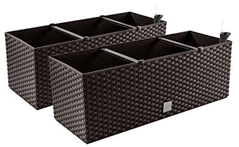 2in1 Set 2X Jardinière Balcon Jardinière Aspect Rotin 4 Couleurs Pot de Fleurs (Umbra)
