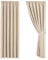 Aspire Homeware Pencil Pleat Blackout Curtains for Bedroom - Cream Curtains 90x90 Inch Drop - Thermal Insulated Soft Living Room Window Curtain with Matching Tiebacks, 2 Panels