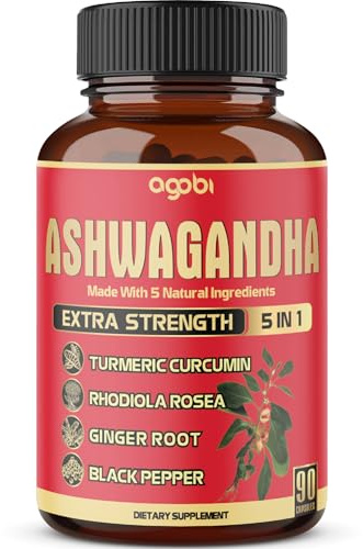 90 Capsules - Ashwagandha Supplement Capsules - Ginger Root, Turmeric, Rhodiola Rosea & Black Pepper