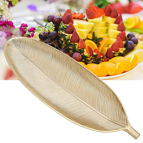 Plato para servir postre, bandeja para aperitivos con frutos secos, platos para frutas de oro para el(2317F-4001-Gold--Leaf--Small)