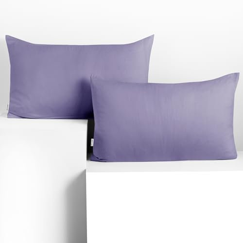 DecoKing 2 Kissenbezüge 50x60 cm Jersey 100% gekämmte Baumwolle Reißverschluss Lavendel Amber