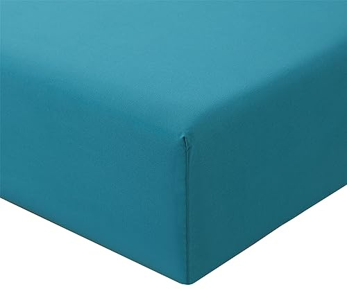 RUIKASI Super King Fitted Sheet Deep 40cm Pocket, Teal 180x200cm | OEKO-TEX Soft Brushed Microfiber Superking Bottom Sheet Ultra Deep Fit Bedsheet Machine Washable Easy Care