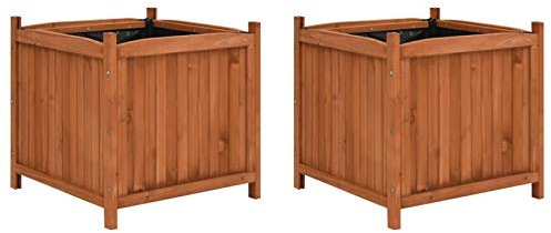 Tidyard Arriate Exterior Grande Macetero Huerto Urbano Maceta Arriates 2 Unidades Madera de Abeto 50x50x50 cm