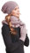 Hilltop Winter Kombi Set aus Winter Schal, passender Strickmütze und Handschuhe, 3-tlg., Farbe:Mauve