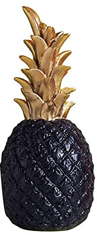 BYNYXI Ananas Deko Schwarz, Harz Ananas Figur Dekofigur Tischdeko Nordische Stil Obstform Gold Ananas Schwarz Weiß Künstliche Ananas Dekoration für Haus Tisch Restaurant Hochzeit-11cmx25cm