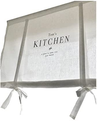Personalisiertes Raffrollo Gardine weiß Kitchen Küche Küchengardine Scheibengardine Landhaus Shabby nordic