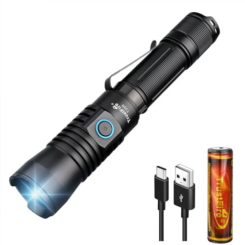 TrustFire T30R LEP Linterna 460 lúmenes, Linterna Táctica de Largo Alcance 1100 Metros, Linterna Caza Recargable USB Camping Senderismo para la Noche al Aire Libre