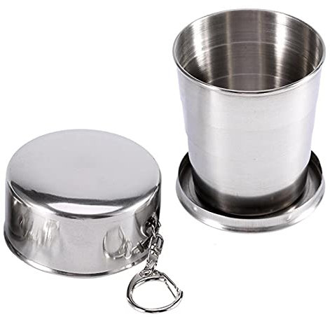 3 vasos de viaje retráctiles, vasos plegables de acero inoxidable, duraderos, fáciles de limpiar para montañismo para senderismo(L)