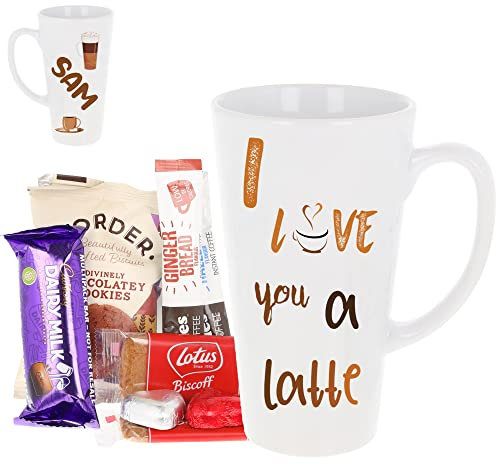 Always Looking Good Personalised Filled Tall Latte Coffee Mug | Long Ceramic Latte Cup | Coffee Lover Gift Set | Birthday | New Home, Housewarming | Gifts for Mum, Dad (Empty Mug)