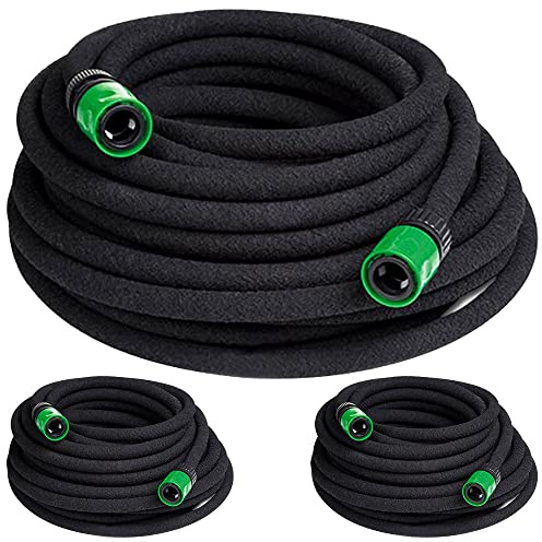 GARDEBRUK 3 Pack 15m Garden Irrigation Soaker Hose | 1/2 inch 12mm Inner Diameter Pearl Hose | T-Connector Included | Above & Underground Use