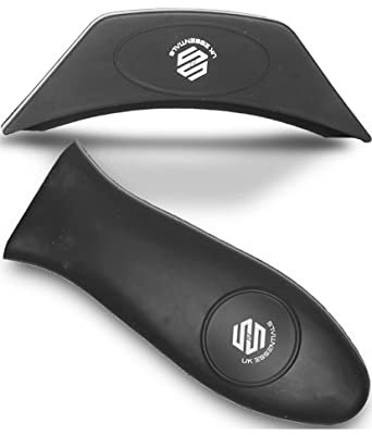 S&S UKessentials Silicone Hot Handle Covers Non-Slip Assist Hot Pot Pan Handles Holder for Cooking, Baking & Work Cover for Cast Iron Skillet hot Pot Frying Pans and Griddles (Black, Boat)